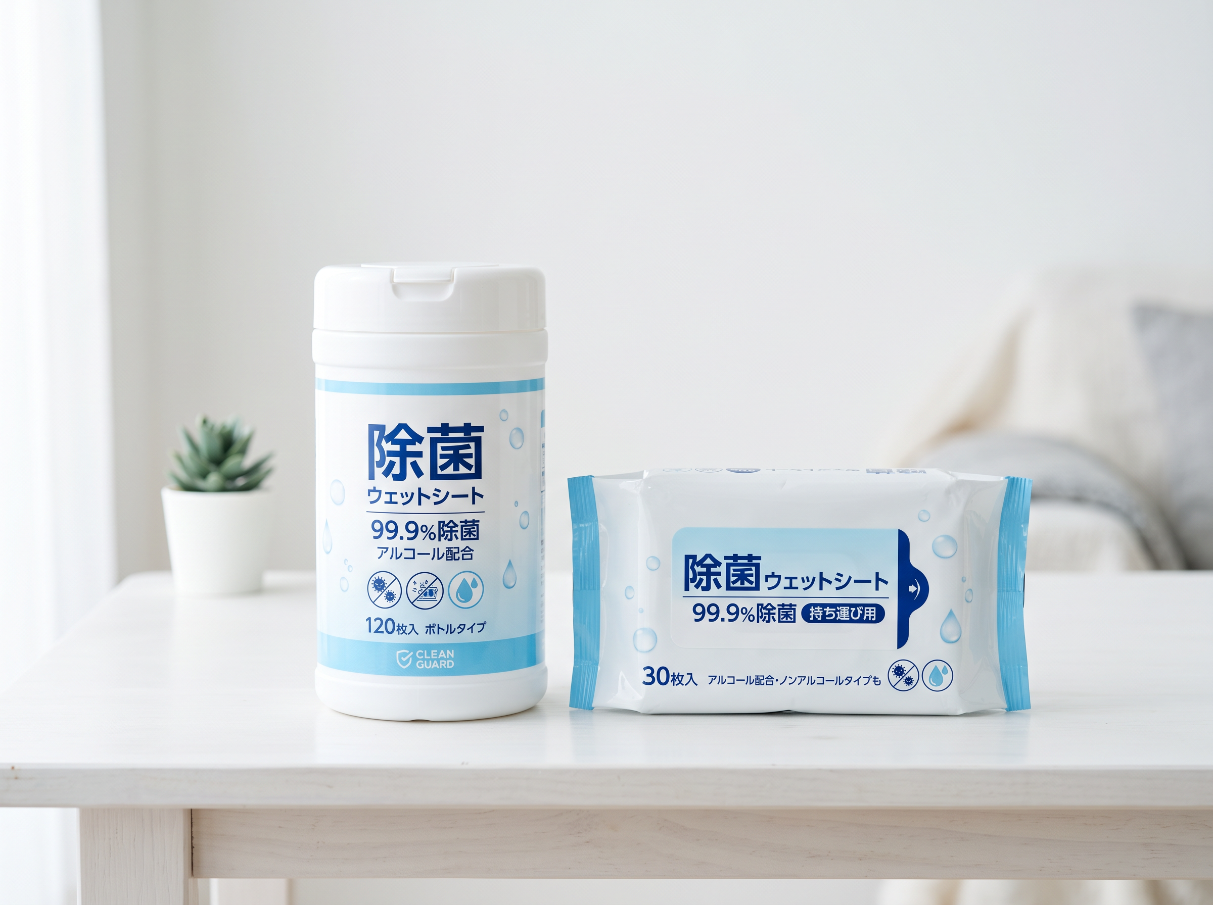 ボトルタイプと携帯用パウチタイプの商品ラインナップ
